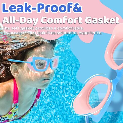 Vvinca Kids Swim Goggles, 2 Pack Toddlers Swimming Goggles Bungee Strap No Hair Pulling Anti-Fog/UV Pool Goggles for Age 3-10 in Kuwait