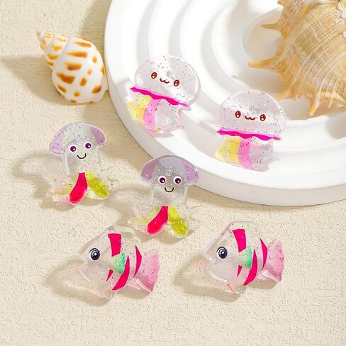 6 Pcs Alloy Mermaid Tail Seashell Starfish Stud Earrings Set for Women, Ocean Theme Summer Beach Hypoallergenic Jewelry Gift for Party Vacation Everyday Wear in Saudi Arabia