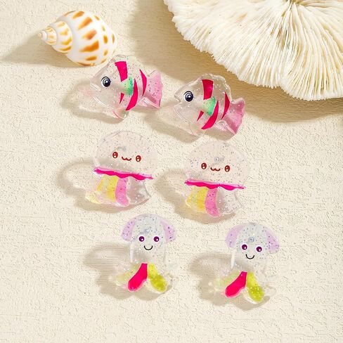 6 Pcs Alloy Mermaid Tail Seashell Starfish Stud Earrings Set for Women, Ocean Theme Summer Beach Hypoallergenic Jewelry Gift for Party Vacation Everyday Wear in Saudi Arabia