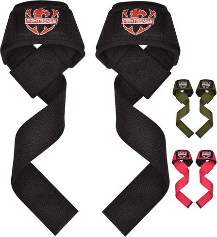 FIGHTSENSE Lifting straps for weightlifting, Gym wrist straps for men women, Neoprene Padded Cotton Weightlifting Straps for Bodybuilding, Powerlifting, Deadlifting and strength training in Kuwait