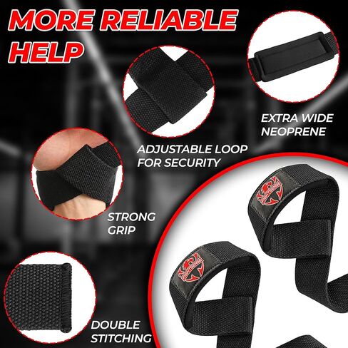 FIGHTSENSE Lifting straps for weightlifting, Gym wrist straps for men women, Neoprene Padded Cotton Weightlifting Straps for Bodybuilding, Powerlifting, Deadlifting and strength training in Kuwait