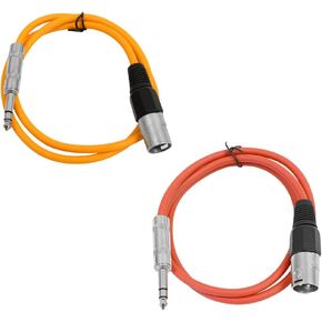 Seismic Audio - SATRXL-M3-2 Pack of 3 Foot 1/4 Inch TRS to XLR Male Patch Cables - Balanced - 3 Foot Patch Cord - Blue and Blue in Saudi Arabia