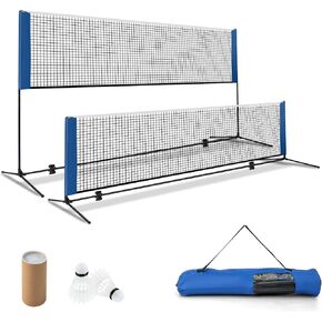 Goplus Portable Badminton Net Set, 10FT/ 14FT Volleyball Pickleball Net with 2.7FT-5FT Adjustable Height, 2 Shuttlecocks, Carrying Bag for Backyards, Beach, Driveway, Family Outdoor Game in Kuwait