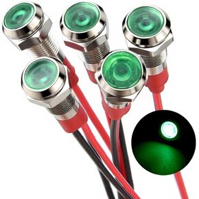 مؤشر معدني LED مقام 6 مم ضوء 12V-24V مؤشر مؤشر مضاد للماء مصباح الإشارة مسبقًا للرسوم الدائرية للسيطرة الصناعية للسيارة القارب 5 مساءً (أحمر in Kuwait