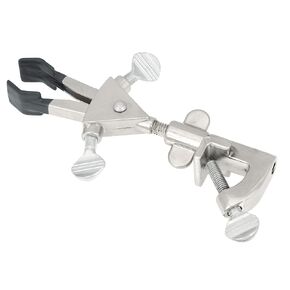 EISCO Universal Clamp - 2 Prong, Double Adjustable - Non-Slip Vinyl Coated Grip, Holds Items up to 2.15" - Swivel Bosshead, Fits Large Rods up to 21mm - Stainless Steel in Kuwait