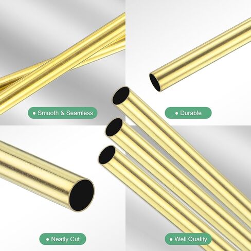 3-Pack 300mm Brass Round Tube, 5mm OD 0.2mm Wall Thickness H65 Brass Seamless Tubing for Construction/Machining/DIY Crafting, Metal Straight Pipe [0.2x0.01x11.8IN] in Saudi Arabia