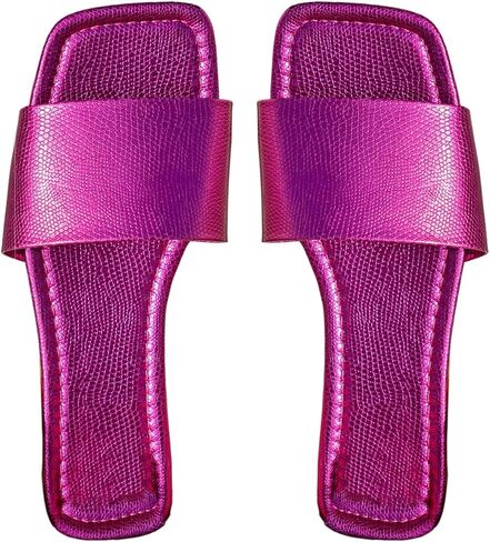 GORGLITTER Women's Gold Sandals Dressy Wedding Flats Cute Flip Flops 2026 | Gold Slides, Fancy Sandals, Boho, Summer, Vacation, Beach, Square Toe Flats, Going Out Shoes in Saudi Arabia