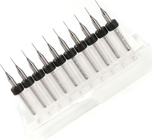 ثنائي الفينيل متعدد الكلور بيتس Micro Drill Bits مجموعة 10pcs كربيد CNC SMT أدوات لوحة دائرة الطباعة الحادة Tungsten الصلب الصلب الأبيض الصلب 0.1 مم إلى 1.4 ملم الحفر الدقة من PCB SMT CNC الحرف (0.1 مم) in Saudi Arabia
