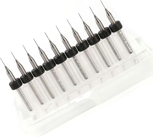 ثنائي الفينيل متعدد الكلور بيتس Micro Drill Bits مجموعة 10pcs كربيد CNC SMT أدوات لوحة دائرة الطباعة الحادة Tungsten الصلب الصلب الأبيض الصلب 0.1 مم إلى 1.4 ملم الحفر الدقة من PCB SMT CNC الحرف (0.1 مم) in Saudi Arabia