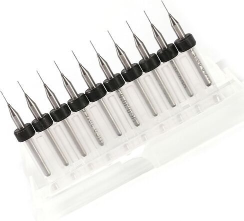 ثنائي الفينيل متعدد الكلور بيتس Micro Drill Bits مجموعة 10pcs كربيد CNC SMT أدوات لوحة دائرة الطباعة الحادة Tungsten الصلب الصلب الأبيض الصلب 0.1 مم إلى 1.4 ملم الحفر الدقة من PCB SMT CNC الحرف (0.1 مم) in Saudi Arabia