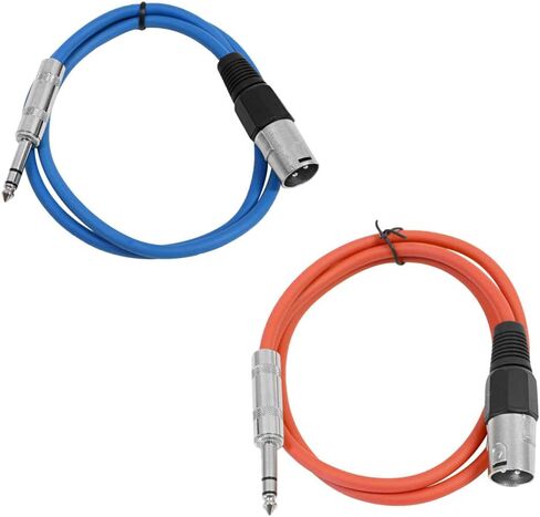 Seismic Audio - SATRXL-M2-2 Pack of 2 Foot 1/4 Inch TRS to XLR Male Patch Cables - Balanced - 2 Foot Patch Cord - Yellow and Yellow in Kuwait