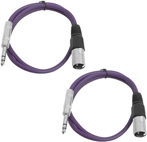 Seismic Audio - SATRXL-M2-2 Pack of 2 Foot 1/4 Inch TRS to XLR Male Patch Cables - Balanced - 2 Foot Patch Cord - Yellow and Yellow in Kuwait