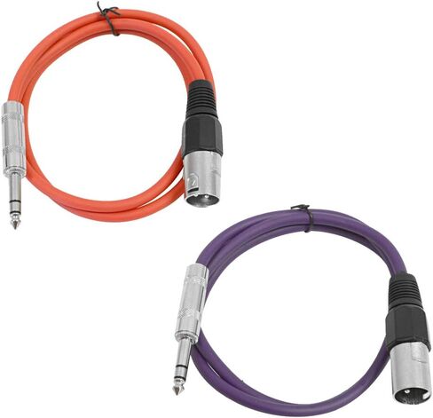 Seismic Audio - SATRXL-M2-2 Pack of 2 Foot 1/4 Inch TRS to XLR Male Patch Cables - Balanced - 2 Foot Patch Cord - Yellow and Yellow in Kuwait