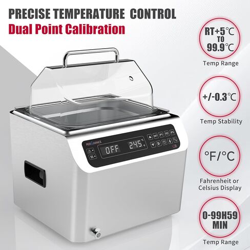 Per4mance الفولاذ المقاوم للصدأ معمل حمام المياه ، سعة 13 لتر سخان حمام الماء الحراري مع التحكم الدقيق في درجة الحرارة ، شاشة LED وقطع الإفراط في التجربة العلمية in Kuwait