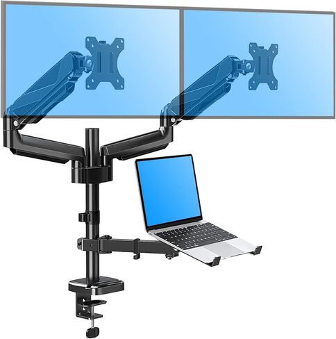 MOUNTUP Laptop Stand for Desk, 2-in-1 Monitor Mount with Laptop Tray Holds up to 19.8lbs, Adjustable Laptops Arm Mount for Max 17" Notebook & 32" Monitor, Laptops Desk Arm with Clamp/Grommet in Saudi Arabia
