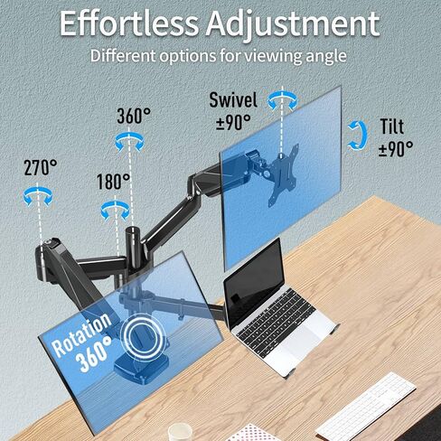MOUNTUP Laptop Stand for Desk, 2-in-1 Monitor Mount with Laptop Tray Holds up to 19.8lbs, Adjustable Laptops Arm Mount for Max 17" Notebook & 32" Monitor, Laptops Desk Arm with Clamp/Grommet in Saudi Arabia