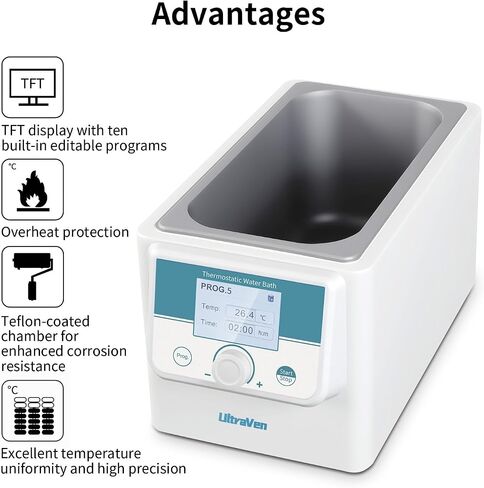 Water Bath,Thermostatic Water Baths,Liquid Level Alarm,Teflon-Coated Chamber,Excellent Temp Uniformity and high Precision,Capacity 5L,LWB-5 in Kuwait