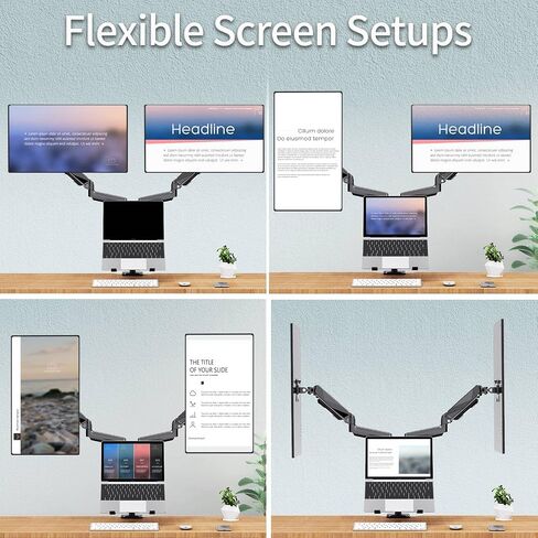 MOUNTUP Laptop Stand for Desk, 2-in-1 Monitor Mount with Laptop Tray Holds up to 19.8lbs, Adjustable Laptops Arm Mount for Max 17" Notebook & 32" Monitor, Laptops Desk Arm with Clamp/Grommet in Saudi Arabia