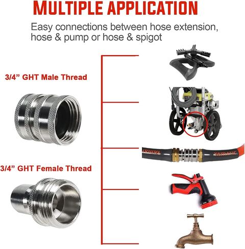 YAMATIC Stainless Steel Garden Hose Quick Connect Water Hose Fittings - 3/4" Thread - Durability and Leak Free Upgrade in Kuwait