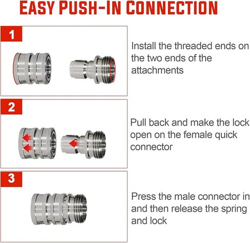 YAMATIC Stainless Steel Garden Hose Quick Connect Water Hose Fittings - 3/4" Thread - Durability and Leak Free Upgrade in Kuwait