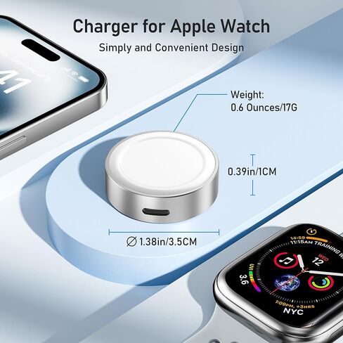 Elebase Apple Watch Charger,Magnetic Char-ger Adapter for Apple Watch,Portable Wireless iWatch Charger with USB C & iPhone Power Port,Compatible with iWatch Series 10 9 8 7 6,Ultra 2,SE,42/46/44mm in Kuwait