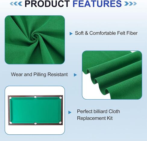 Billiard Cloth Pool Table Felt, Professional Felt Replacement Kit Fit for Home Clubs Bars Indoor Sports Games in Saudi Arabia