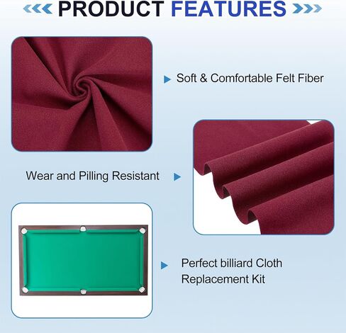 Billiard Cloth Pool Table Felt, Professional Felt Replacement Kit Fit for Home Clubs Bars Indoor Sports Games in Saudi Arabia