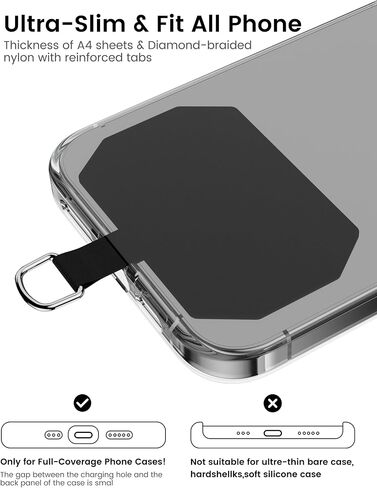 4 Sets Black Cell Phone Lanyard, Adjustable Crossbody Cell Phone Lanyard, Adjustable Anti Theft Phone Strap, Neck Lanyard for Keys ID Badges Phones Wallet etc. in Kuwait