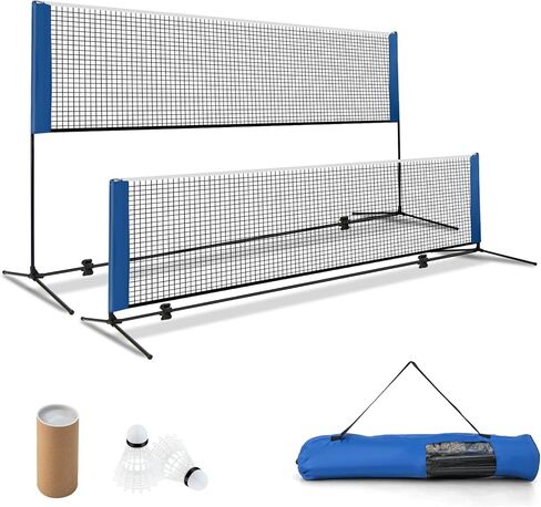 Goplus Portable Badminton Net Set, 10FT/ 14FT Volleyball Pickleball Net with 2.7FT-5FT Adjustable Height, 2 Shuttlecocks, Carrying Bag for Backyards, Beach, Driveway, Family Outdoor Game in Kuwait