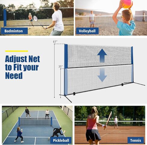 Goplus Portable Badminton Net Set, 10FT/ 14FT Volleyball Pickleball Net with 2.7FT-5FT Adjustable Height, 2 Shuttlecocks, Carrying Bag for Backyards, Beach, Driveway, Family Outdoor Game in Kuwait
