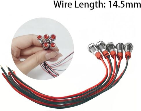 مؤشر معدني LED مقام 6 مم ضوء 12V-24V مؤشر مؤشر مضاد للماء مصباح الإشارة مسبقًا للرسوم الدائرية للسيطرة الصناعية للسيارة القارب 5 مساءً (أحمر in Kuwait