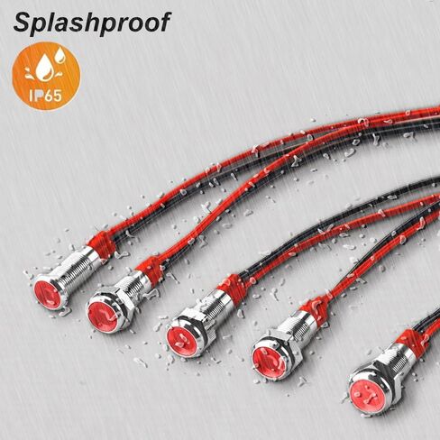 مؤشر معدني LED مقام 6 مم ضوء 12V-24V مؤشر مؤشر مضاد للماء مصباح الإشارة مسبقًا للرسوم الدائرية للسيطرة الصناعية للسيارة القارب 5 مساءً (أحمر in Kuwait