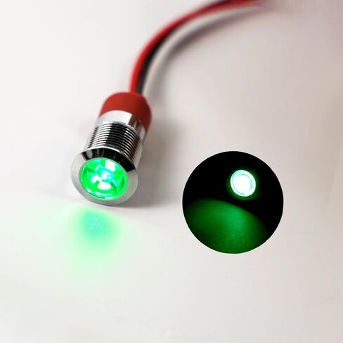 مؤشر معدني LED مقام 6 مم ضوء 12V-24V مؤشر مؤشر مضاد للماء مصباح الإشارة مسبقًا للرسوم الدائرية للسيطرة الصناعية للسيارة القارب 5 مساءً (أحمر in Kuwait