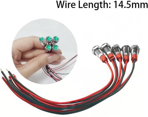 مؤشر معدني LED مقام 6 مم ضوء 12V-24V مؤشر مؤشر مضاد للماء مصباح الإشارة مسبقًا للرسوم الدائرية للسيطرة الصناعية للسيارة القارب 5 مساءً (أحمر in Kuwait