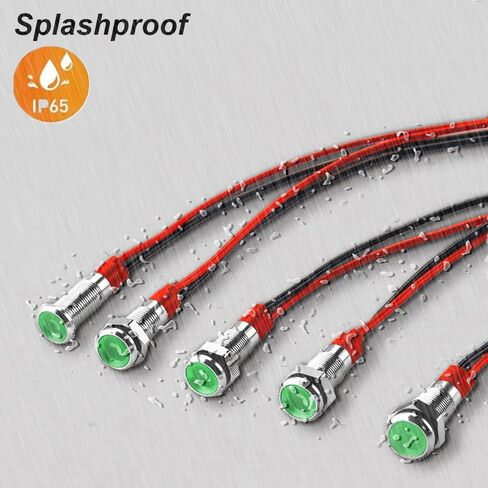 مؤشر معدني LED مقام 6 مم ضوء 12V-24V مؤشر مؤشر مضاد للماء مصباح الإشارة مسبقًا للرسوم الدائرية للسيطرة الصناعية للسيارة القارب 5 مساءً (أحمر in Kuwait