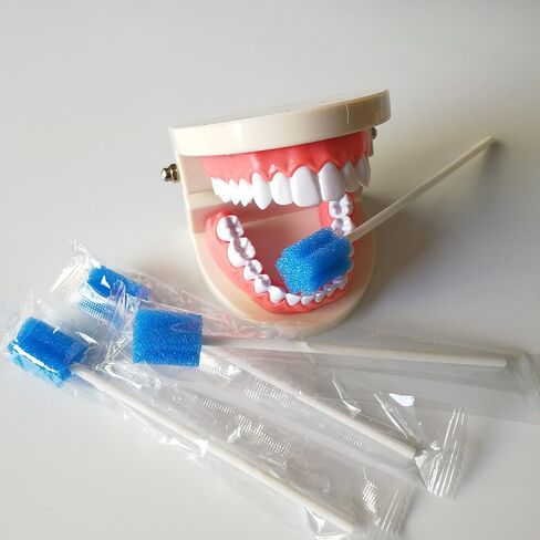 Disposable Oral Sponge Swabs Unflavored-Dental Sponge Swabsticks Unflavored for Mouth & Gum Cleaning 100 Counts (Blue Coarse) in Saudi Arabia