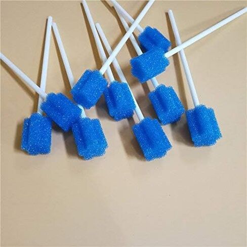 Disposable Oral Sponge Swabs Unflavored-Dental Sponge Swabsticks Unflavored for Mouth & Gum Cleaning 100 Counts (Blue Coarse) in Saudi Arabia