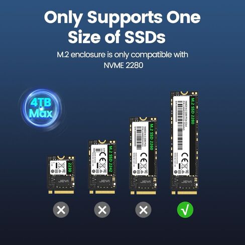 JEYI Quad Nvme Enclosure, 4-Bay RAID Enclosure, USB4 40Gbps to 4 M.2 SSD Enclosure, 40Gbps Transmission Speed SSD Enclosure Compatible with Thunderbolt 3/4 in Saudi Arabia