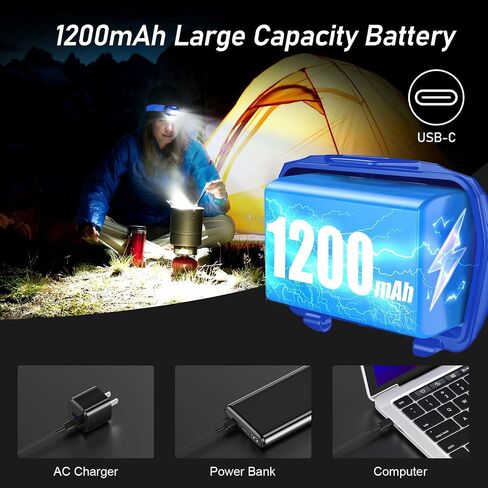 Headlamp Flashlight, 2-Pack 2000L Super Bright LED Rechargeable Headlight - Spotlight&Floodlight Combination,Sensor Control, 8 Modes,IPX5 Waterproof, 20+Hrs Runtime for Camping, Running, Hiking in Kuwait