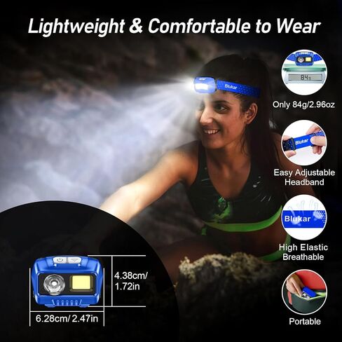 Headlamp Flashlight, 2-Pack 2000L Super Bright LED Rechargeable Headlight - Spotlight&Floodlight Combination,Sensor Control, 8 Modes,IPX5 Waterproof, 20+Hrs Runtime for Camping, Running, Hiking in Kuwait