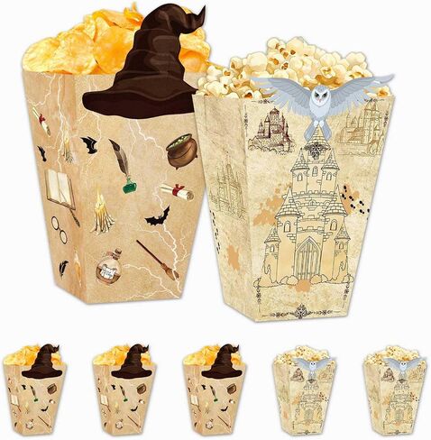 Zliisang Magic Party Popcorn Boxes 20pcs Wizard Decortations Decorations Snack Treat Foxes for Kids Boys Girls Birthdy Form in Saudi Arabia