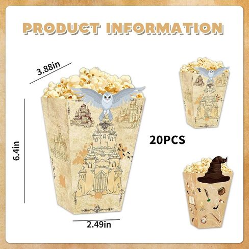Zliisang Magic Party Popcorn Boxes 20pcs Wizard Decortations Decorations Snack Treat Foxes for Kids Boys Girls Birthdy Form in Saudi Arabia