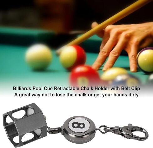 Retractable Pool Chalk Holder - Belt Clip Billiard Cue Chalk Box, Practical Tool for Table Billiards Accessories in Kuwait