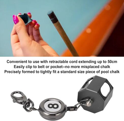 Retractable Pool Chalk Holder - Belt Clip Billiard Cue Chalk Box, Practical Tool for Table Billiards Accessories in Kuwait