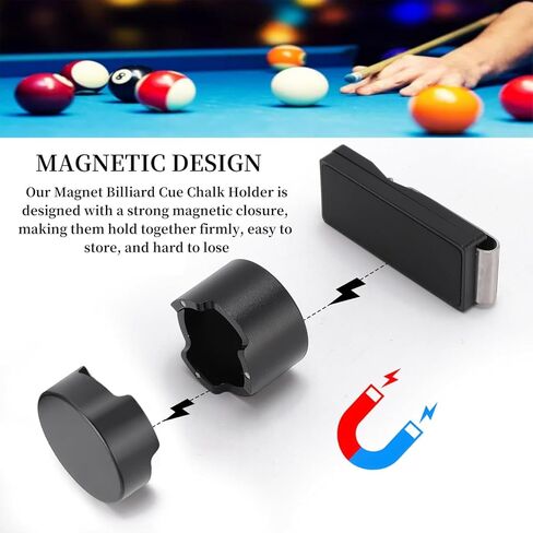 Magnet Billiard Chalk Holder, Aluminum Alloy Chalk Holder Pool Billiards Snooker Chalk Holder Case with Stainless Steel Clip Pool Chalk Holder Billiard Accessories in Saudi Arabia
