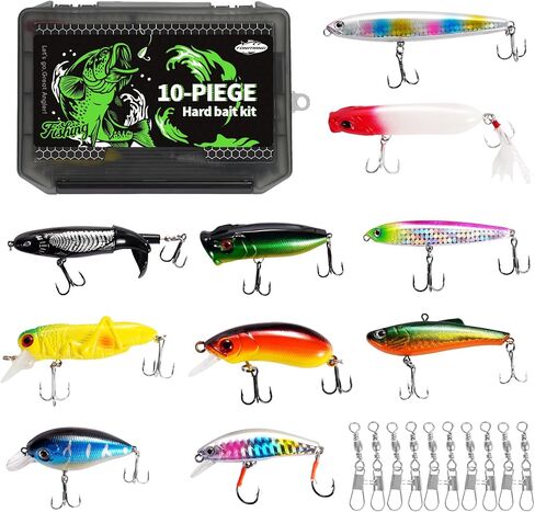FONMANG Fishing Lures - Tackle Box with Tackle Included, Fishing Kit with VIBs, Frogs, Minnows, Soft Baits, Hooks & Weights Accessories, Freshwater Lure Kit for Bass Walleye Trout in Kuwait