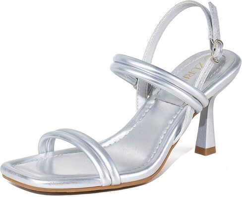 ZURIN Womens Strappy Sandals Stiletto Heels Square Open Toe Ankle Strap Dress Shoes 3 Inch Kitten Heeled Sandals for Wedding Bridal Evening Party Prom Summer in Kuwait