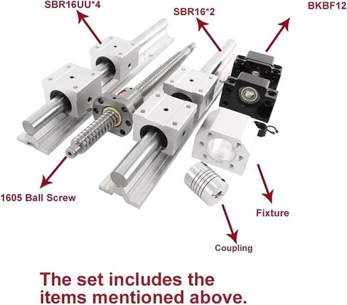 دليل الكرة المعدني 2PCS SBR16 دليل خطي 4PCS SBR16UU دليل SLIDER SFU1605 الكرة المسمار جوز المقعد + BKBF12 مقعد الدعم (SBR16KIT-900) in Kuwait