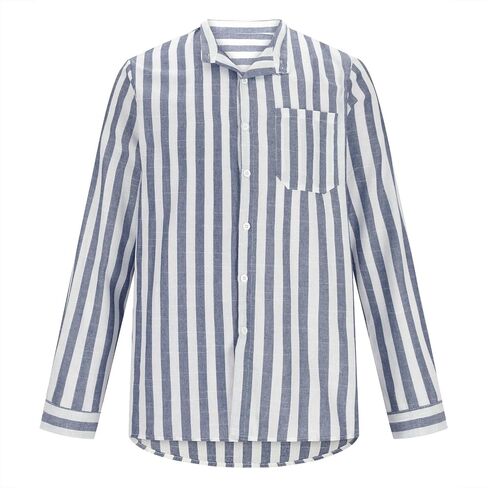 Men's Long Sleeve Button Down Shirts Casual Striped Lapel Neck Fall T Shirt Fashion 2025 Cotton Work Office Clothes in Saudi Arabia