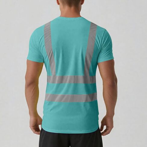 Mens Class 3 قمصان عالية الوضوح Hi Vis Therts Lemency Safety Safety Therts قصيرة الأكمام الجافة السريعة قمم العمل in Kuwait